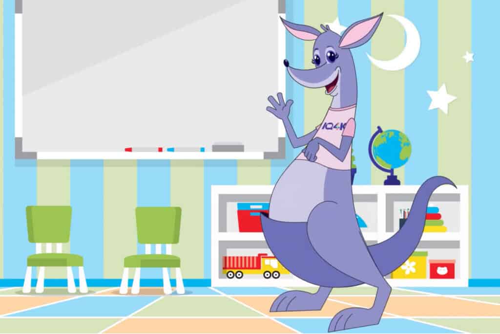 Kaya Kangaroo in a classroom.