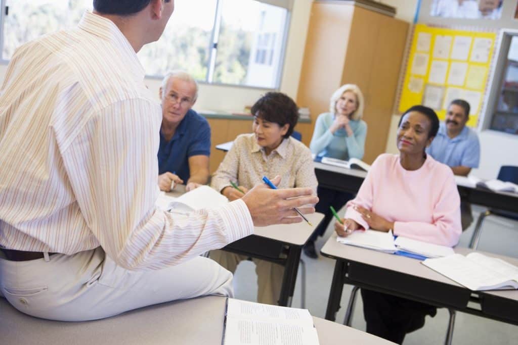 Teacher In Class Lecturing Adult Students.